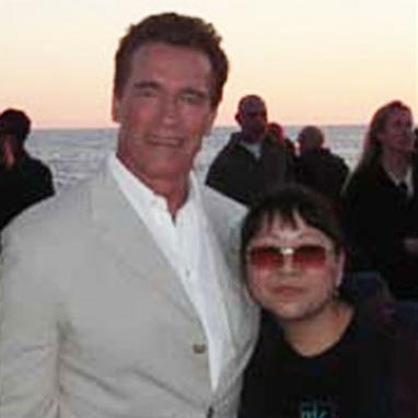Margaret Kimura with Arnold Schwarzenegger